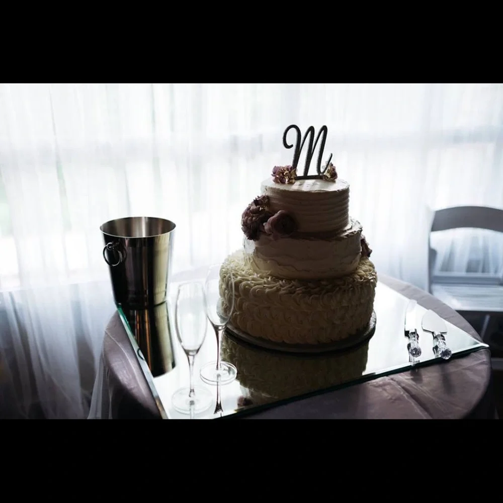Wedding Cake Topper Silver Glitter Monogram Initial “M” Craft Art